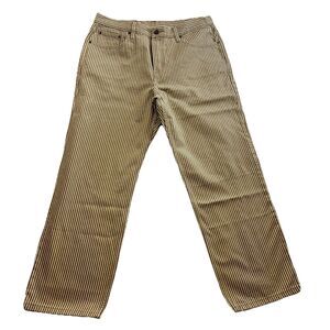 Levi's Low Pro Jeans Womens 31x30 Beige Pinstriped Straight Leg Mid Rise Relaxed